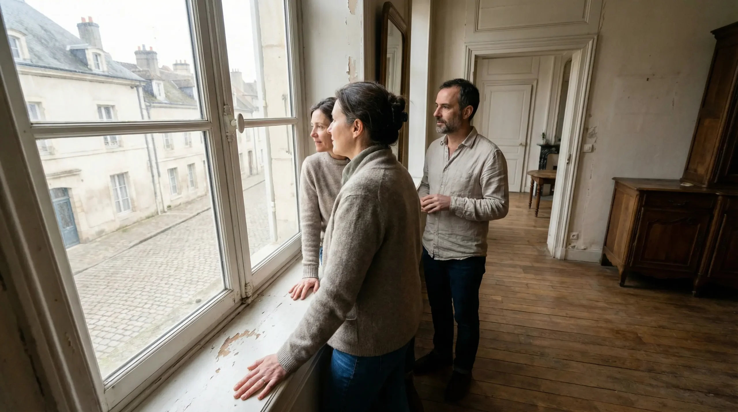 Visite d'appartement à Dijon avec vue sur la rue